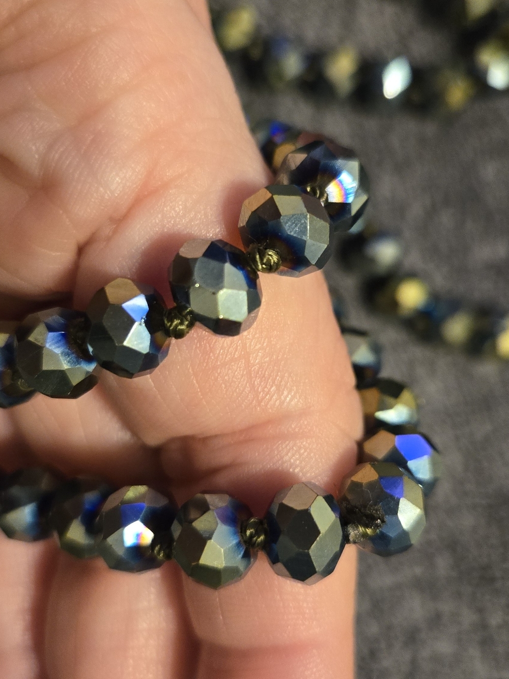 Long Black Faceted Bead Necklace | Sparkly Acrylic Beads | Statement Jewelry